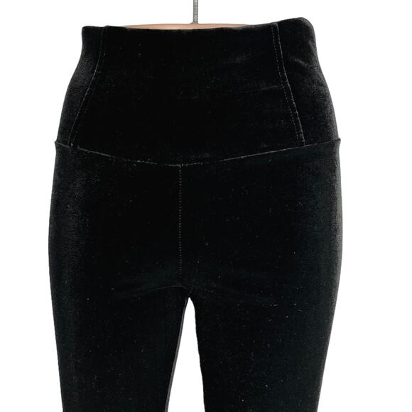 Design Lab Black Velvet Velour High Waist Stretch Ankle Cropped Pants Leggings S - Picture 4 of 6